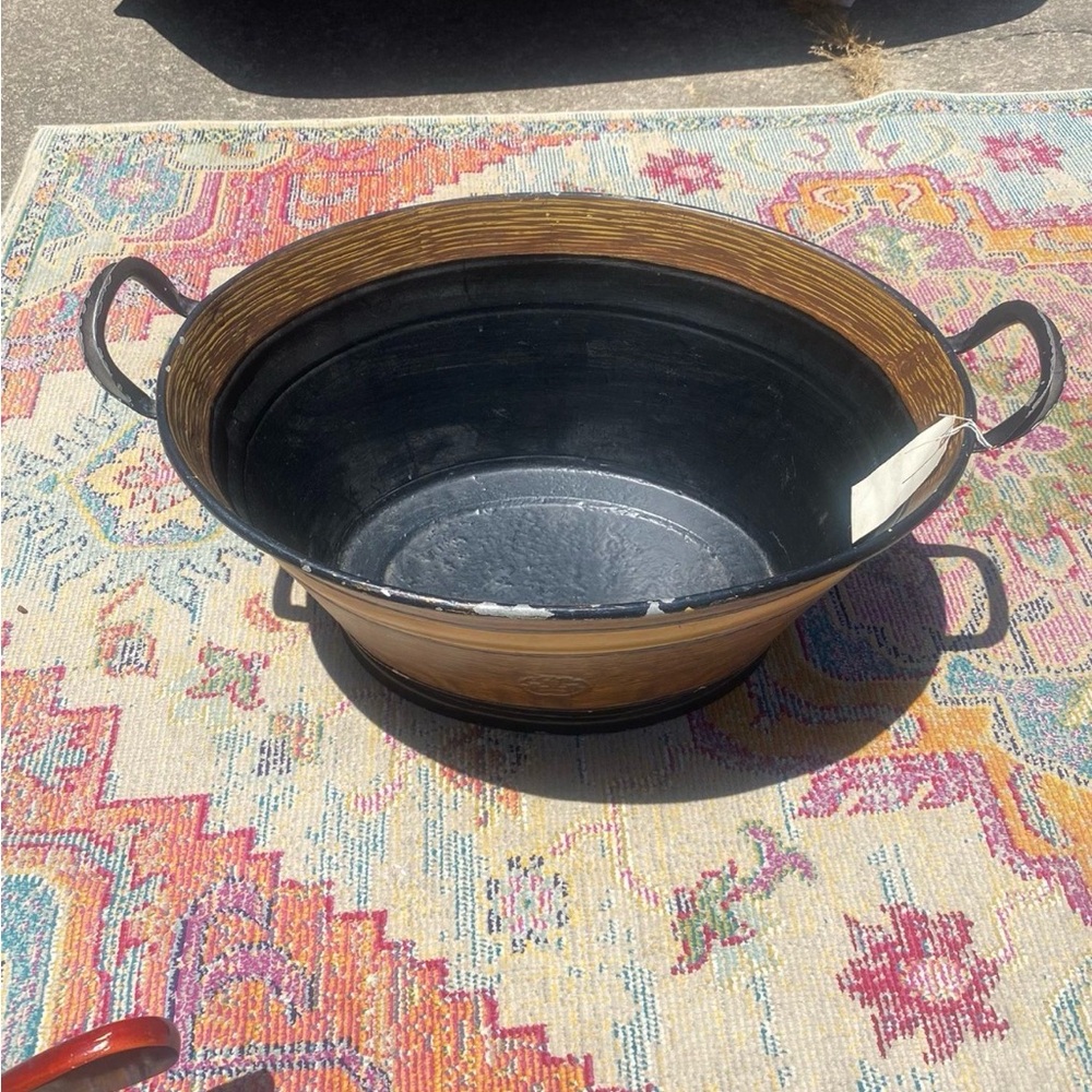 Rustic Black and Brown Metal Tub